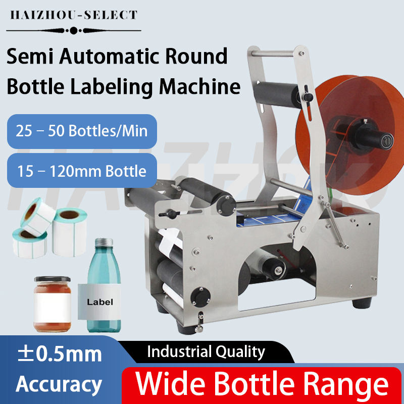 Label Maker Machine - HAIZHOU MT-50 Yarı Otomatik Yuvarlak Şişe