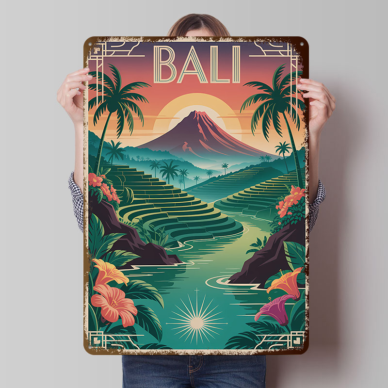 Home Office Bali - Bali Seyahat Art Deco Tarzı Posteri